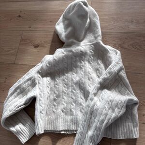 Sunday Best Cozy Cable Knit Hoodie Sweater - White